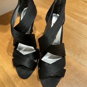 Nina New York Black Satin Heels